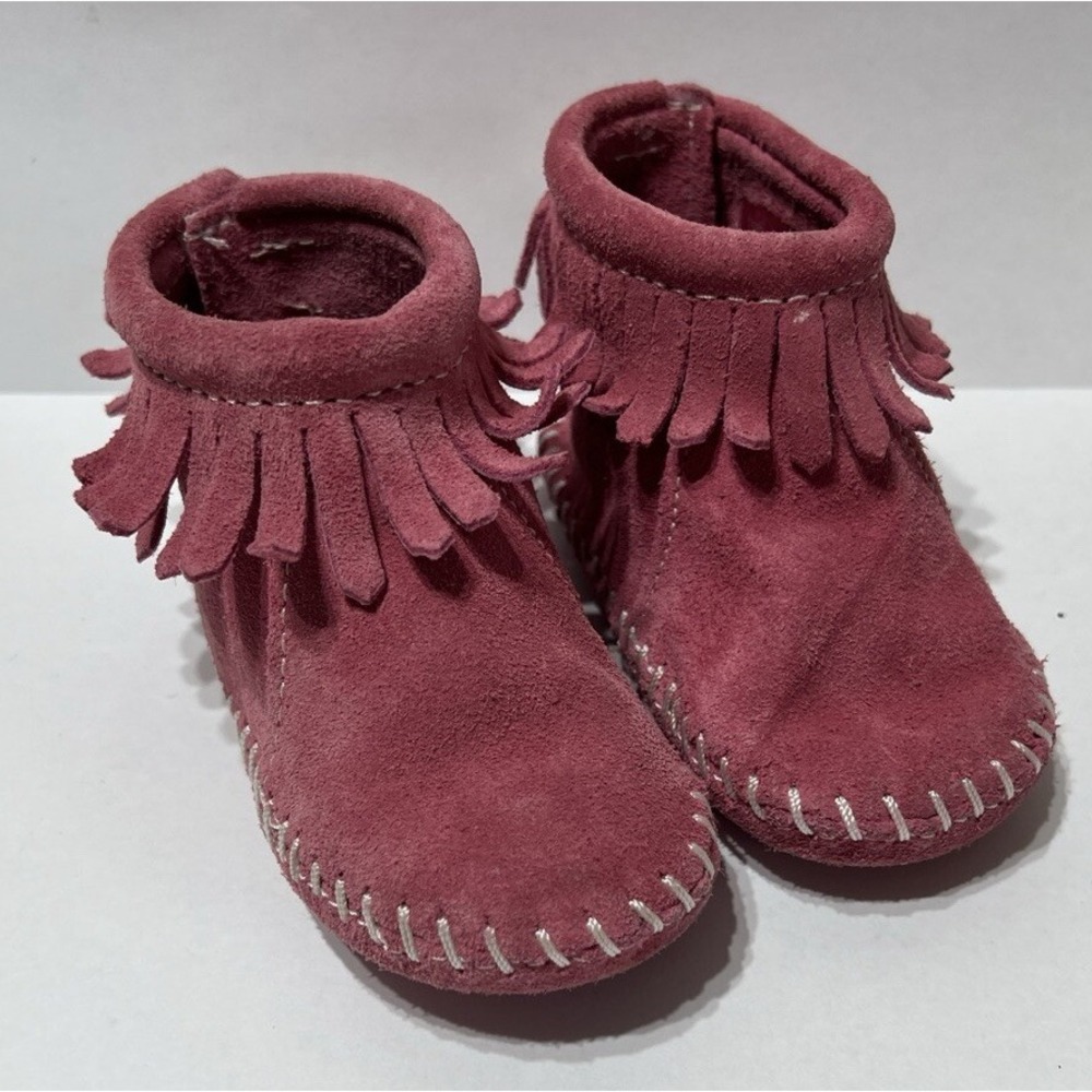 MINNETONKA Baby Toddler Size 3 PINK FRINGED ANKLE BOOTS Girls‎ Ankle Bootie